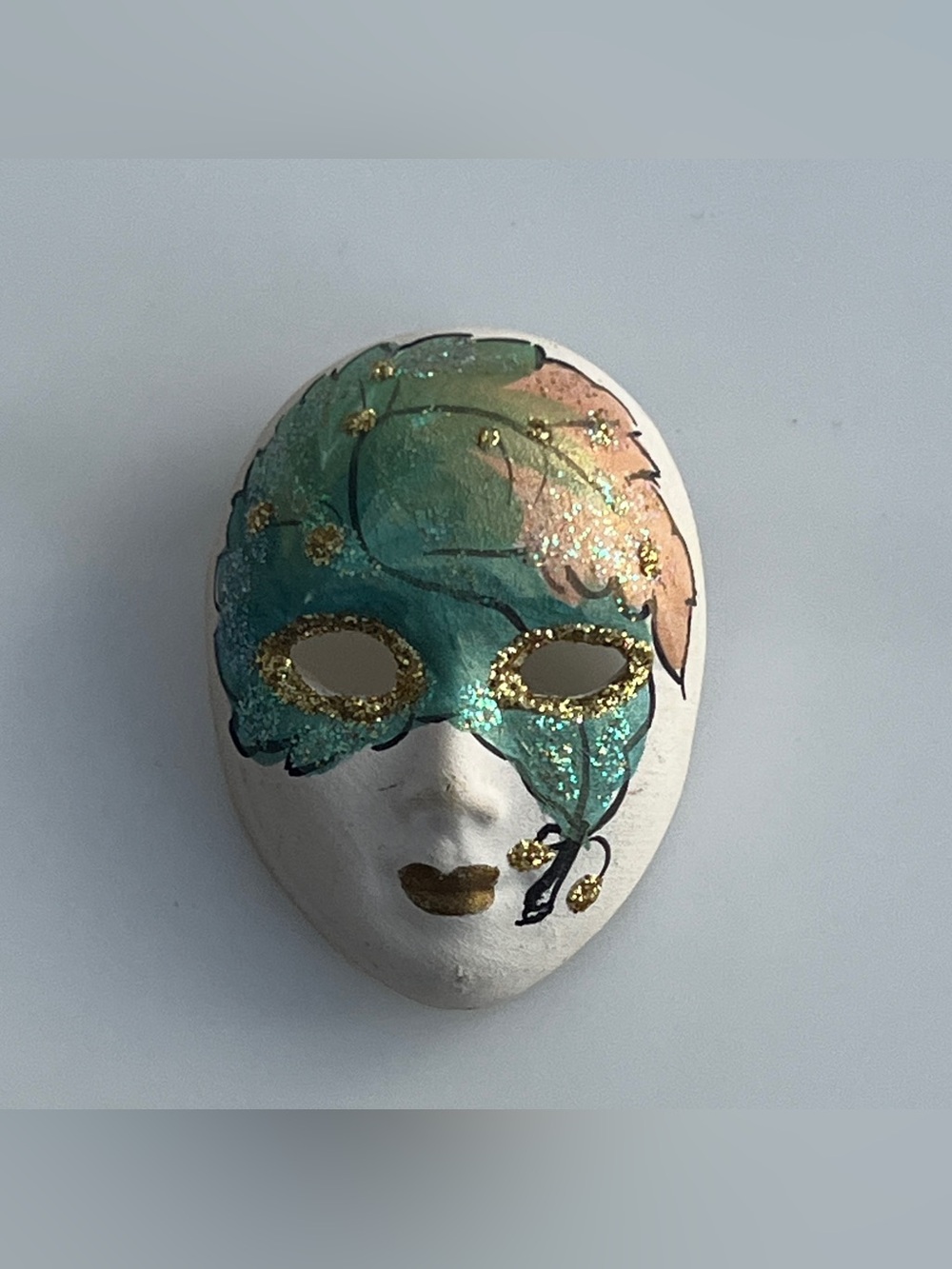 Vintage Venetian Mask Brooch Pin | Hand Painted Art Jewelry